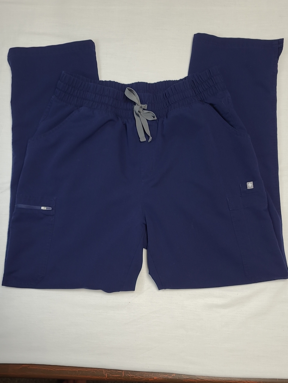 Figs Navy Blue Technical Collection Cargo Medical Scrub Pants w/Gray Drawstring
